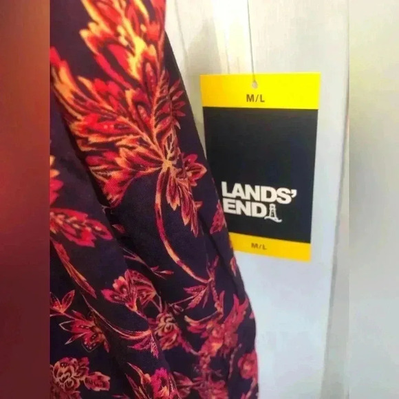 Women's Lands' End Gathered Waist Kaftan Swim Cover-Up Dress size M/L - Picture 6 of 13